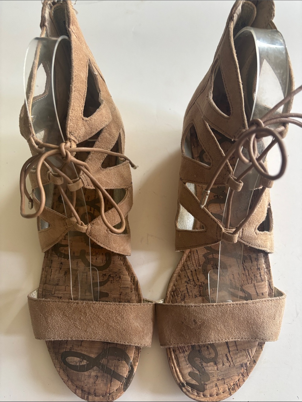 Sam Edelman Tan Suede Lace-Up Gladiator Sandals